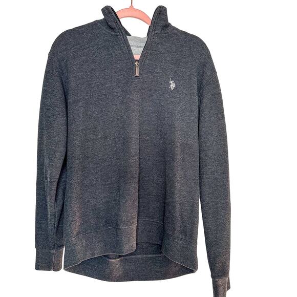 U.S. Polo Assn. Knit Pullover Quarter Zip Sweater Gray - Picture 1 of 4